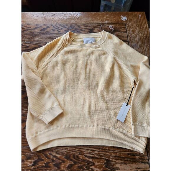 NWT Brochu Walker Johan crew cotton  sweater in Sundance yellow sz Small - Picture 1 of 5